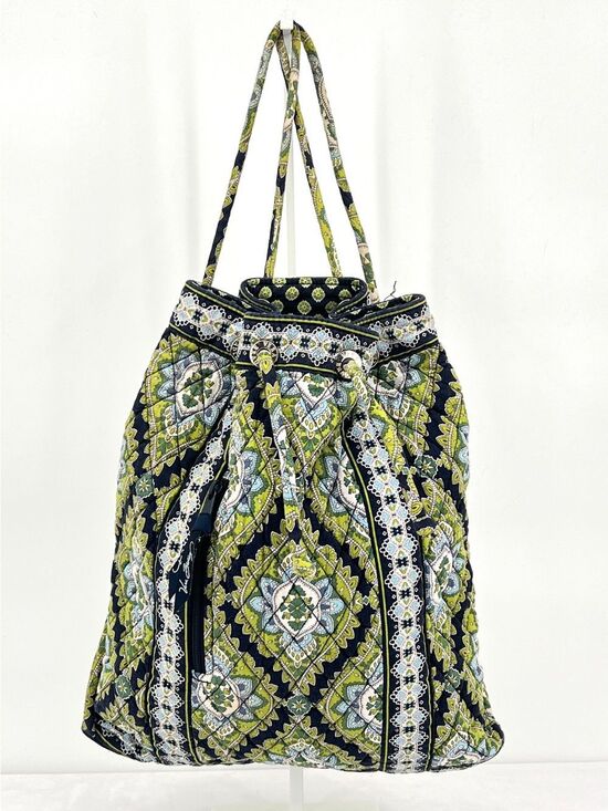 Vera Bradley Ditty Bag Portobello Blue Green Road Cotton Drawstring Backpack main image 4